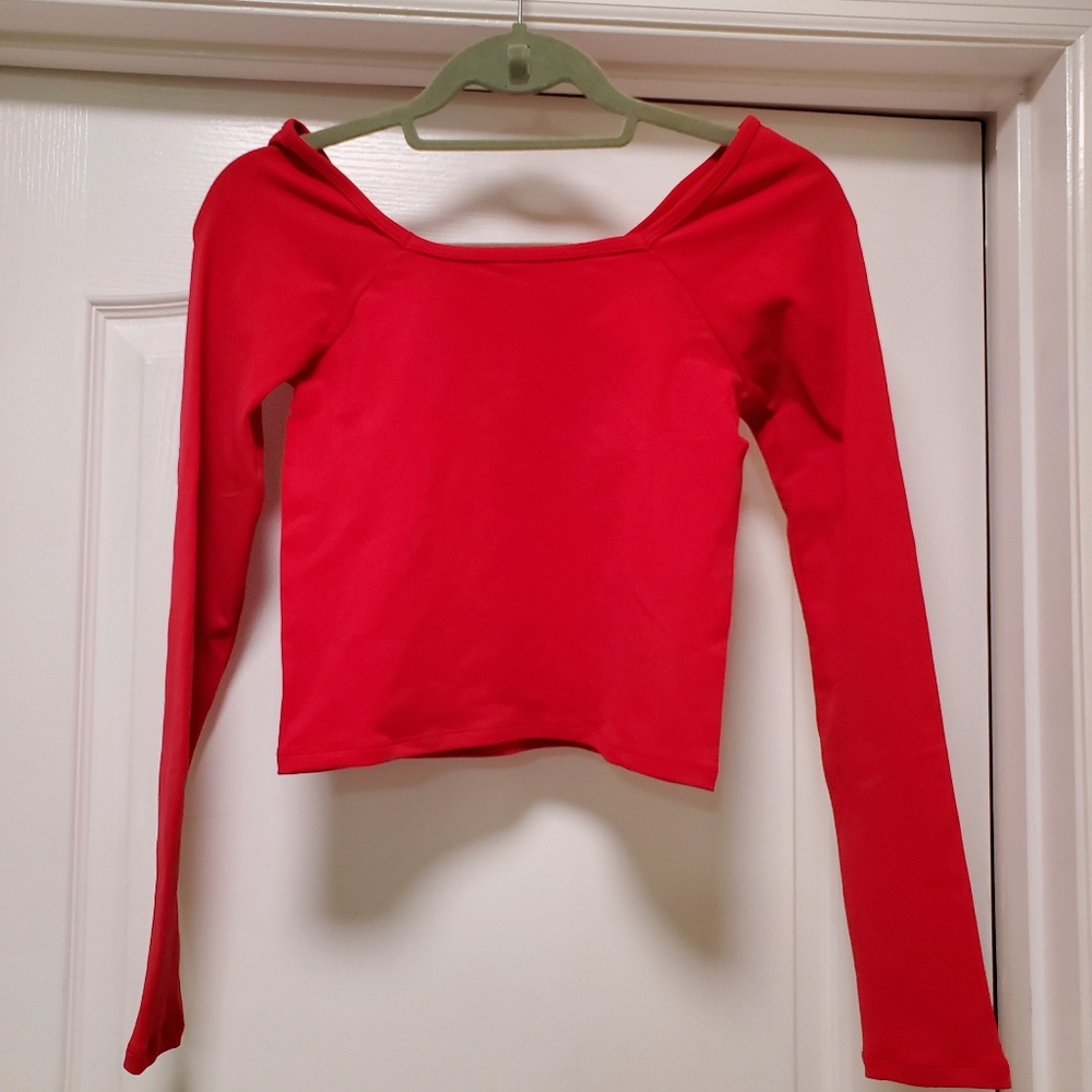 Madelaine Petsch × Fabletics red long sleeve top